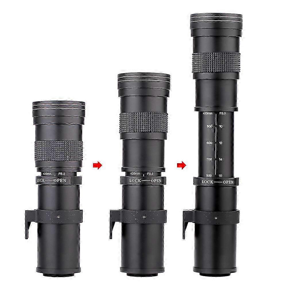 420mm-800mm f8.3-f16 Manual Telephoto Long Lens T Mount for DSLR