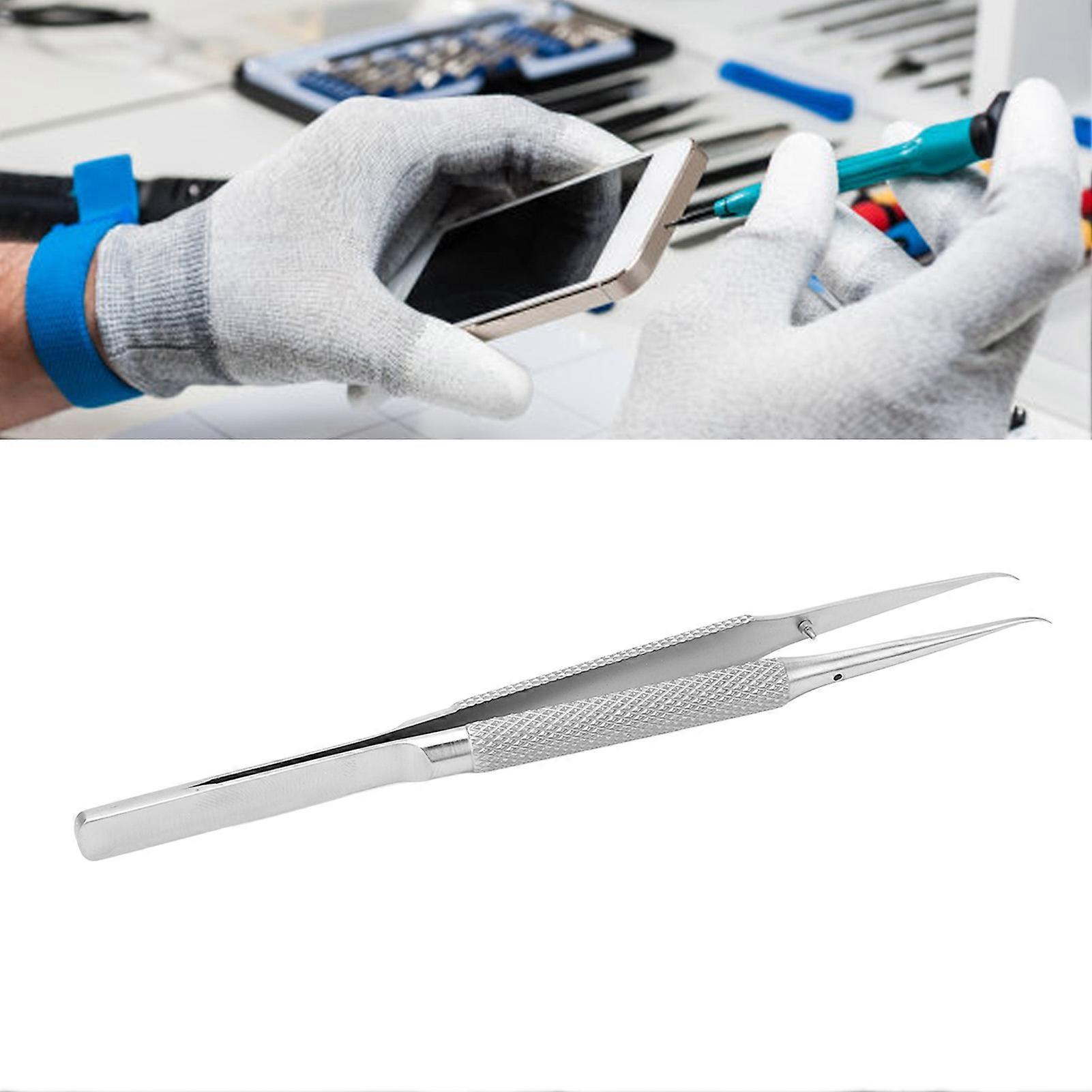 Stainless Steel Fine Tip Welding Tweezers Elbow Tip for Electronics