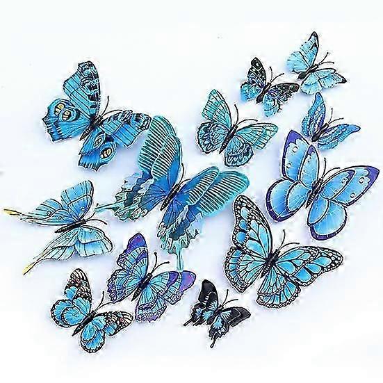 12Pcs Colorful Double-Layered Butterfly Fridge Magnets for Home Party Decor