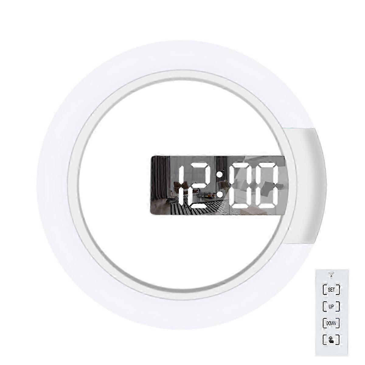 2025 led wall clock creative remote control digital clock hollow mirror temperature