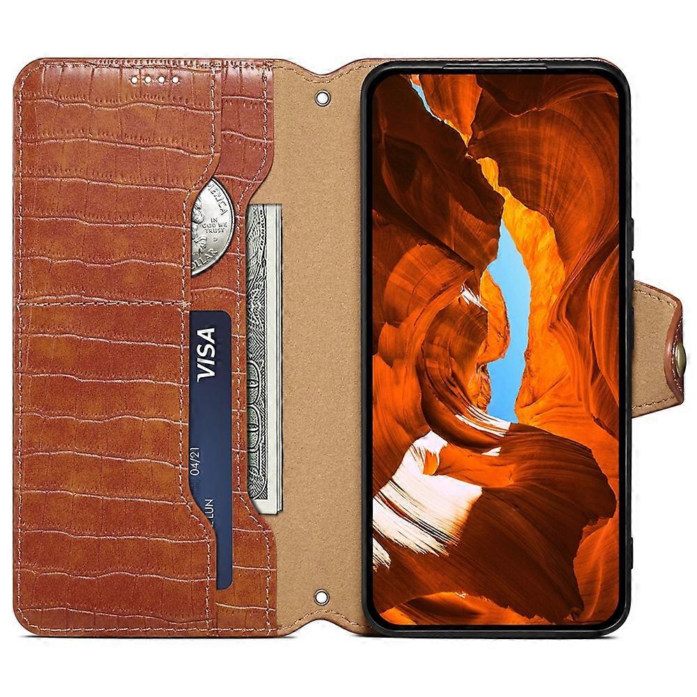 Compatible For iPhone 14 Plus Wallet Leather Case Crocodile Texture Stand Protective Phone Cover