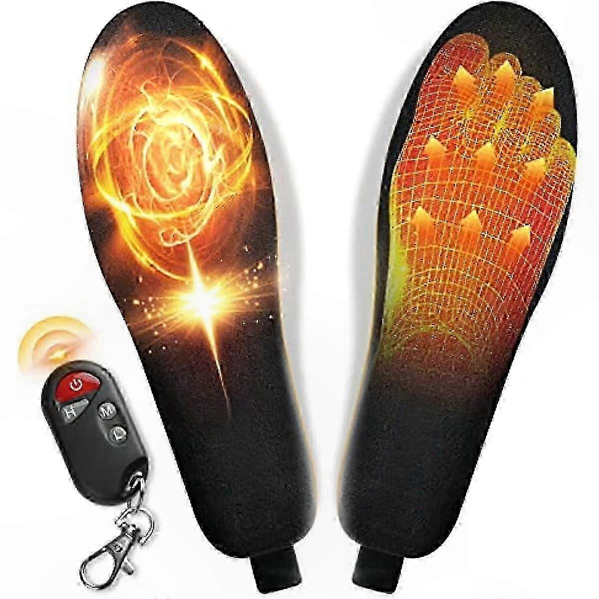 Rechargeable Heated Insoles with Remote Control, 3000mAh Battery, Up to 10 Hours of Warmth, Electric Foot Warmer for All-Day Comfort