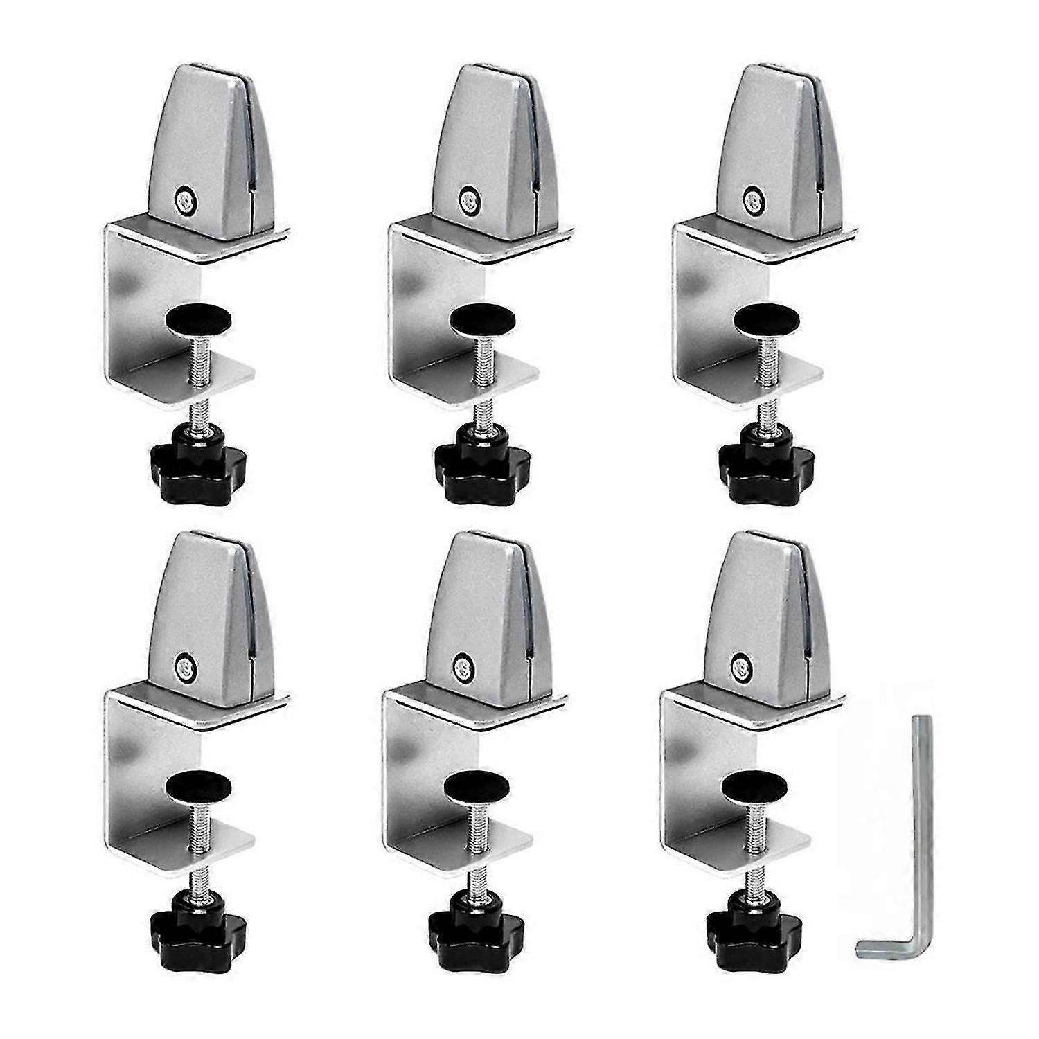 Aluminum Adjustable Sneeze Guard Support Clip No Punch Partition Clip for 1/8 to 1 Inch Panels Suitable for Acrylic A
