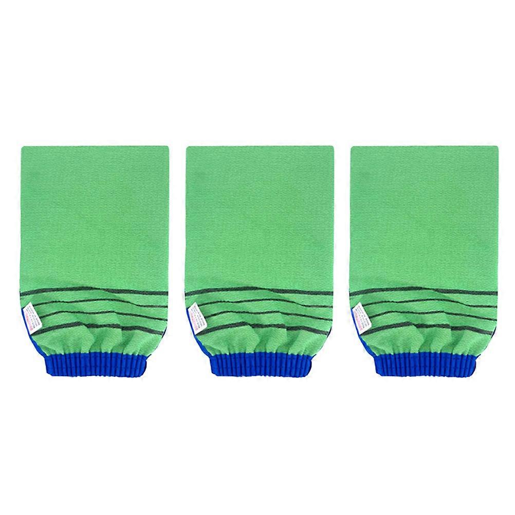 Green Foaming Showering Glove for Skin Care 3Pcs Bathing Back Towels