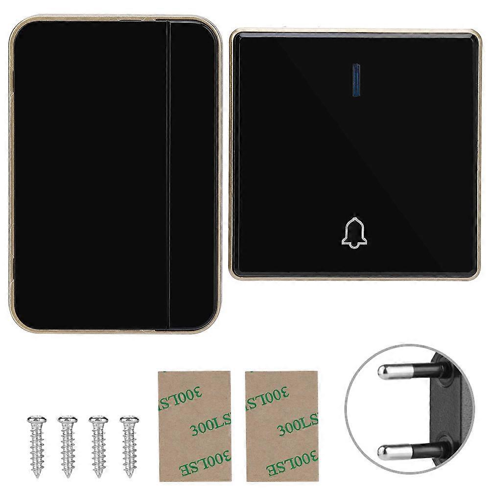 Self generation Wireless Door Bell Transmitter Receiver Remote Control 51 Chord Black EU Plug