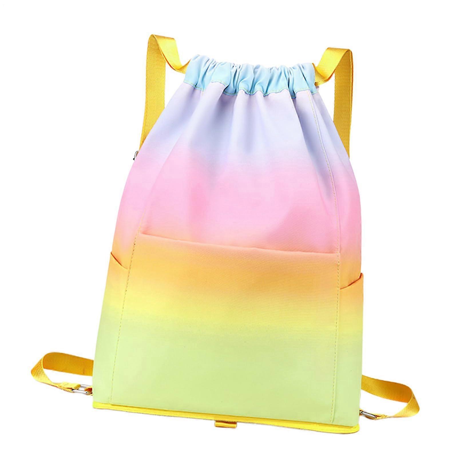 Beach Bag Waterproof Pool Tote, Breathable Sandproof Foldable Lightweight Tote for Swimming, Travel, Rainbow Gradient