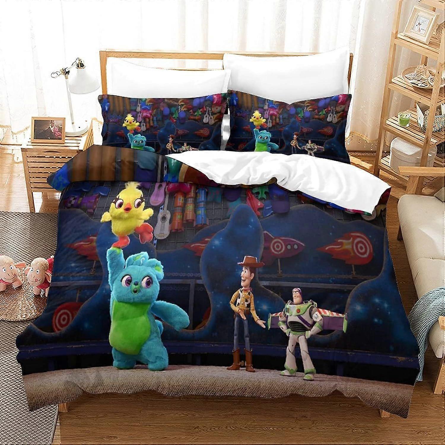 Bedding Single Bed Set Toy Story Printed Single Size Bedding Sets Super Soft Microfiber Duvet Covers with Zipper with Pillowcases Hypoallergenic 140x2
