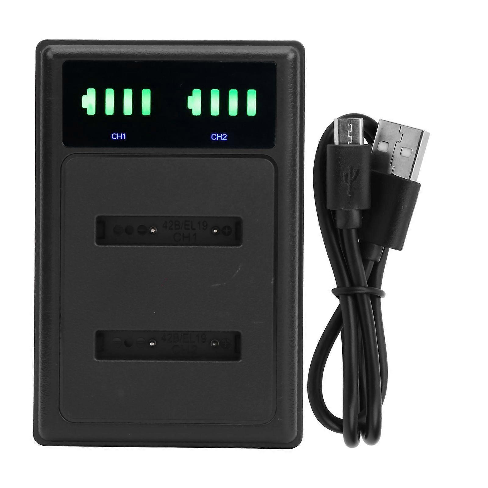 Double Fast Charge Hub Charging Base Micro TypeC LCD Display for ENEL19 Camera Battery