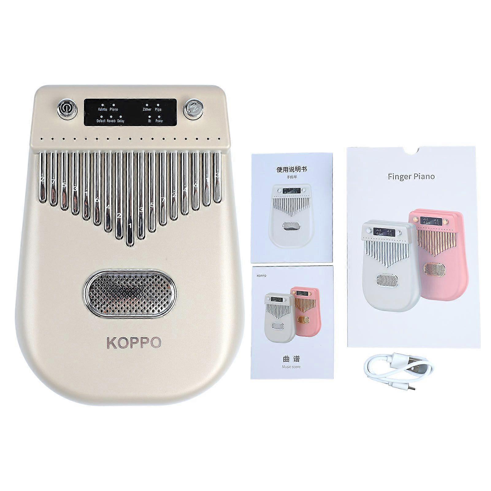 17 Keys Electronic Smart Kalimba Thumb Piano Portable Musical Instrument with Sheet Music for Kid Adult Beginner Gold