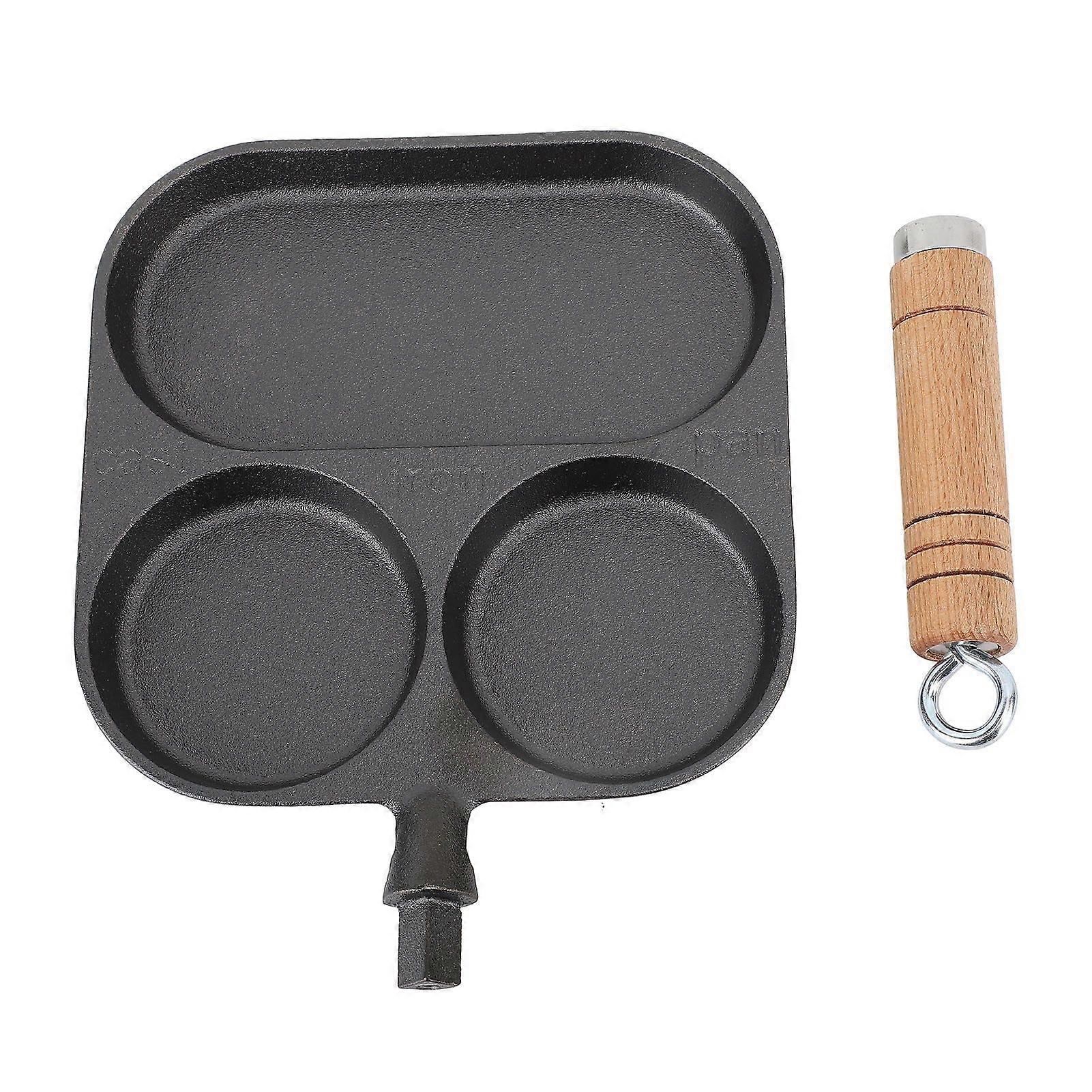 Breakfast Pan 3 Section Egg Frying Pan Non Coating Divided Grill Frying Pan Fast Heating Thicken Pancake Pan for Home