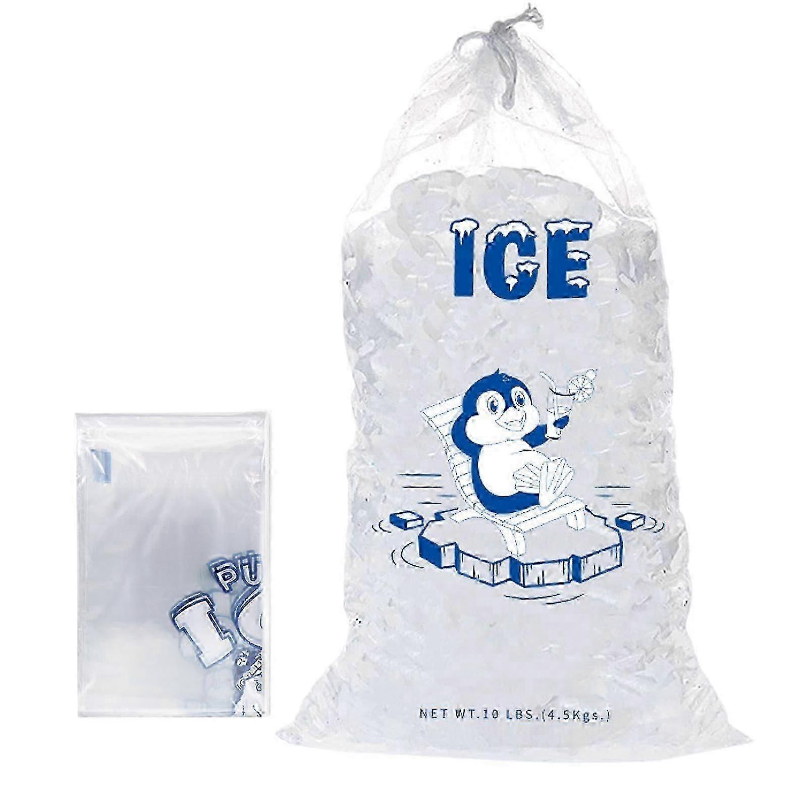 100PCS πλαστικές σακούλες πάγου 8 lb 11 x 18 ιντσών κλεισίματος με κορδόνι περίσφιξης ανθεκτική JR2025032600476 αποθήκευσης τσάντας πάγου