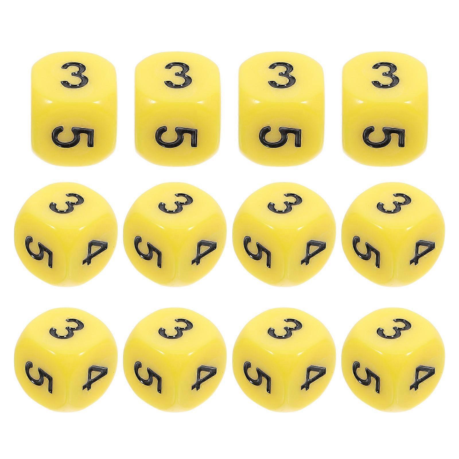 Number Cube Math Learning Tool for Board Game Students Yellow Acrylic 12Set