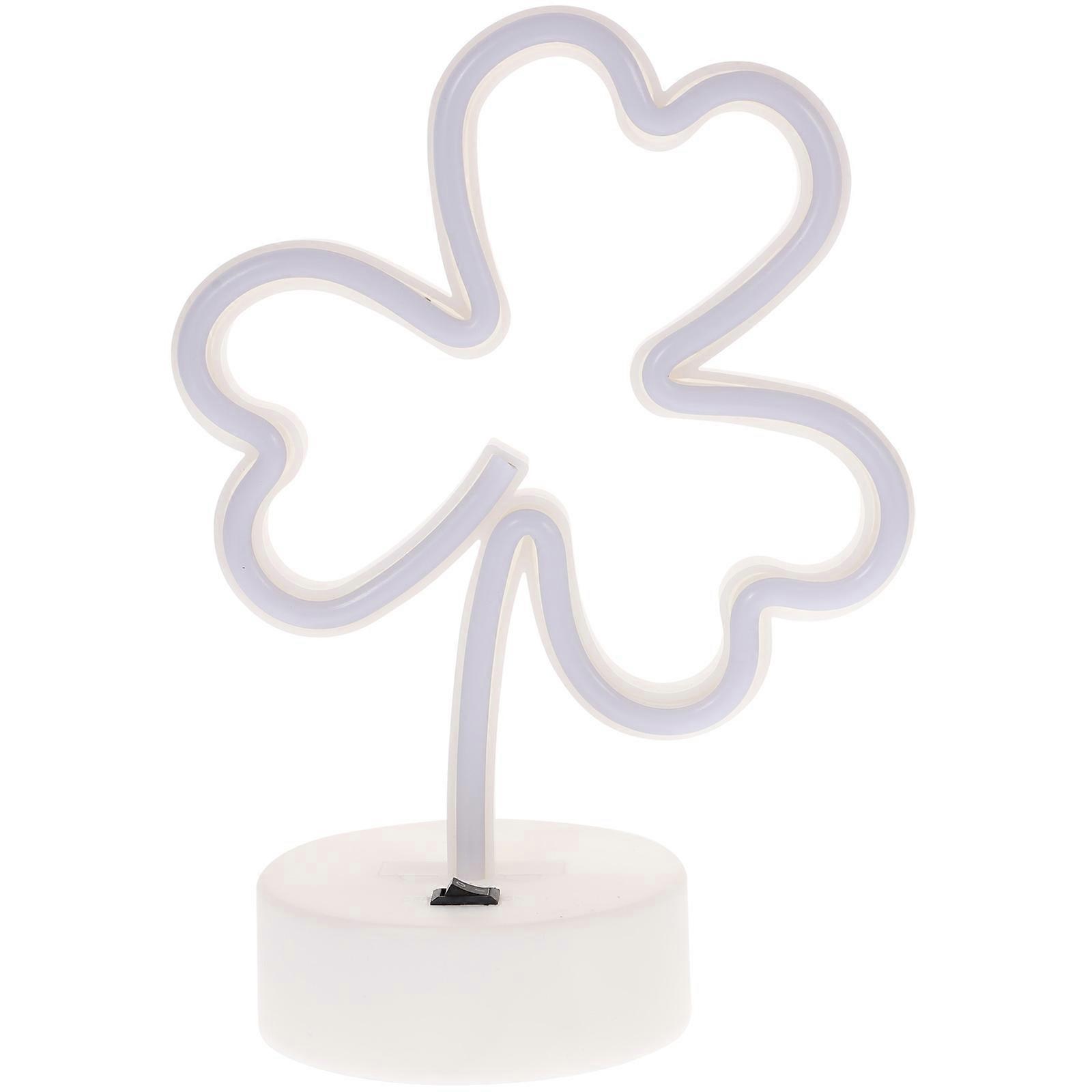 White Shamrock Neon Light LED Clover Neon Lamp for Room Decor