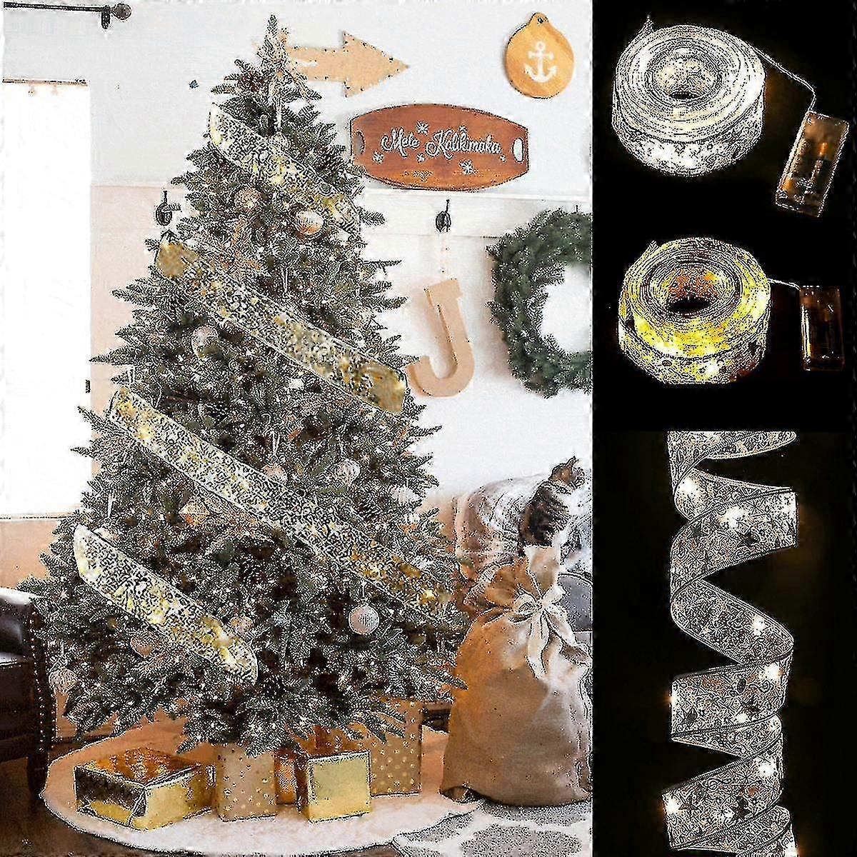Ruban Guirlande Lumineuse Décoration De Noël Ornements D’arbre De Noël Arc String Lumières Adapté Pour Les Décorations De Noël TA