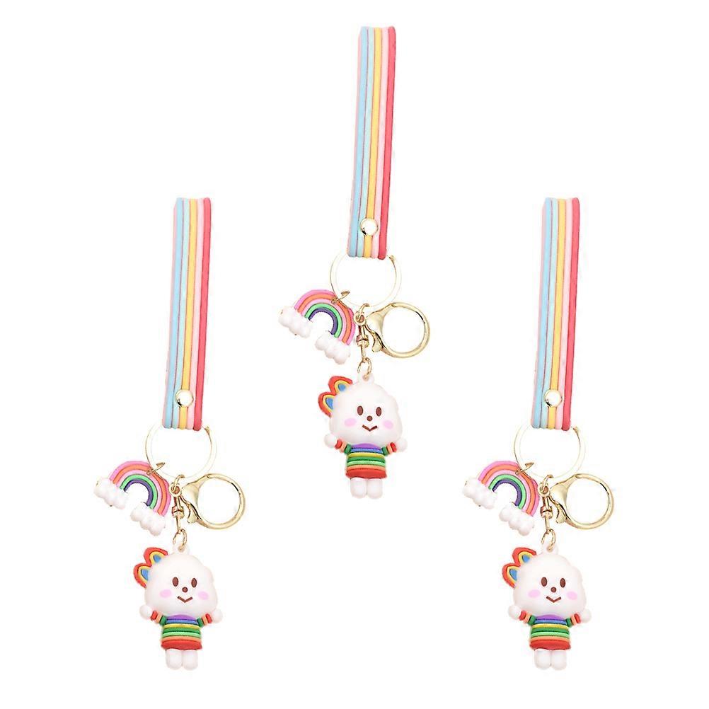 Rainbow Key Ring Car Key Pendant for Decoration 3Pcs Accessory