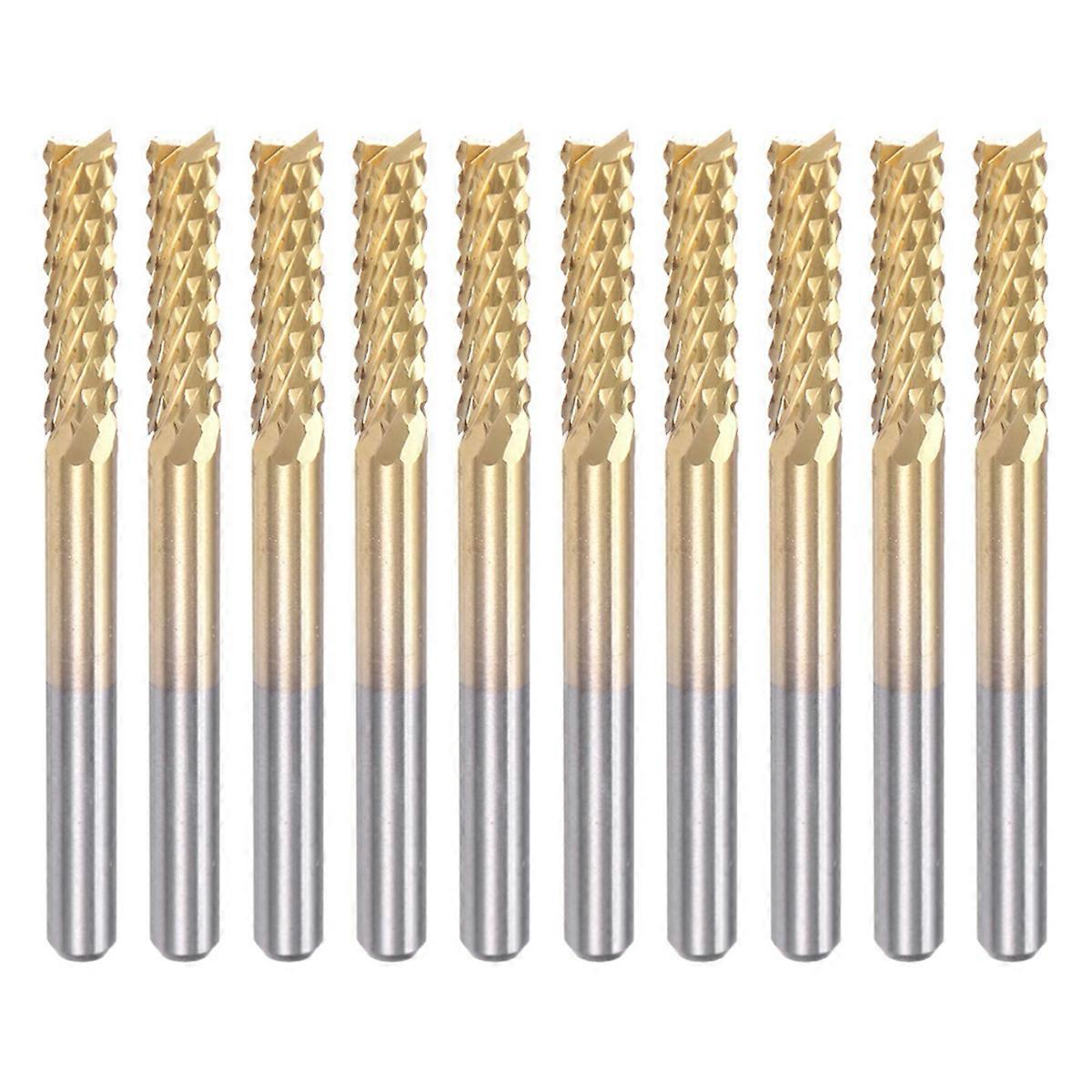 10PCS Titanium Coat Carbide For PCB Machine, 1/8 Inch Shank 3.175Mm