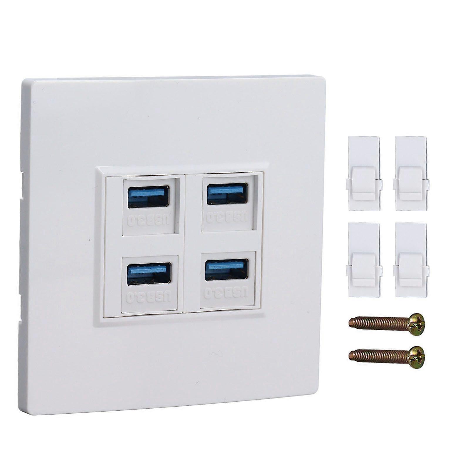 4 Port Ethernet Wall Plate Outlet USB3.0 5Gbps Duplex Data Communication Ethernet Panel Wall Plug 86 X 86mm