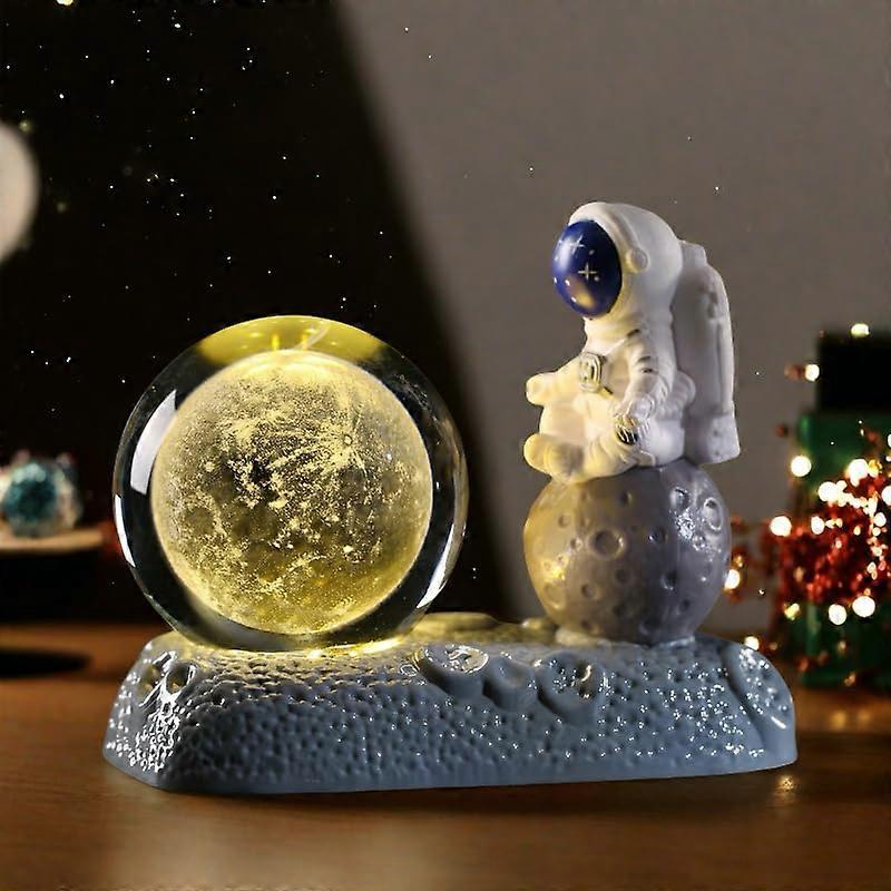 3D Crystal Ball Space Pattern Night Light - Kids Night Light, Astronaut Base, Galactic LED Lamp, Solar System Decor