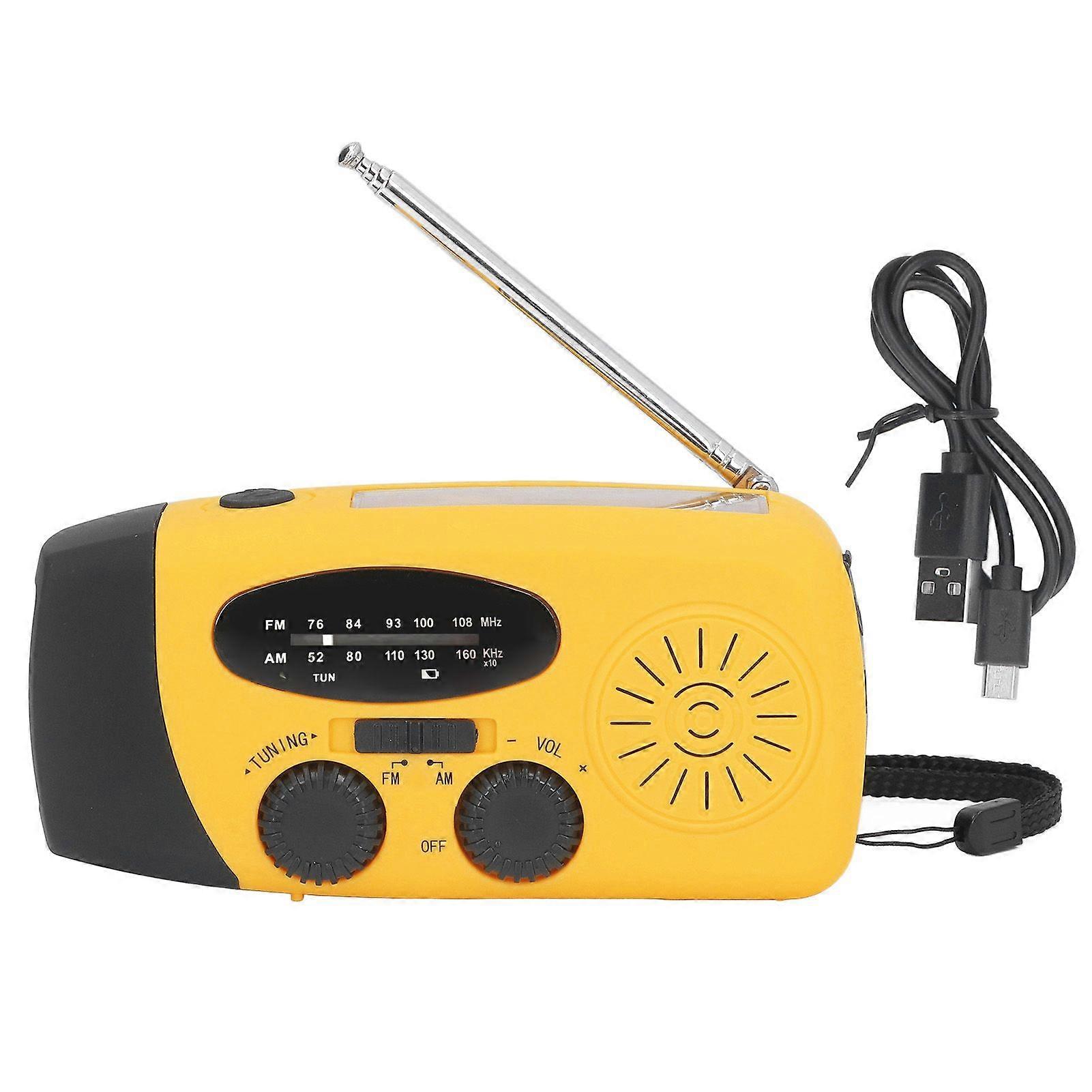 Hand Crank Solar Radio Multifunctional Emergency Radio LED Radio with Flashlight for Outdoor CampingOrange Japanese
