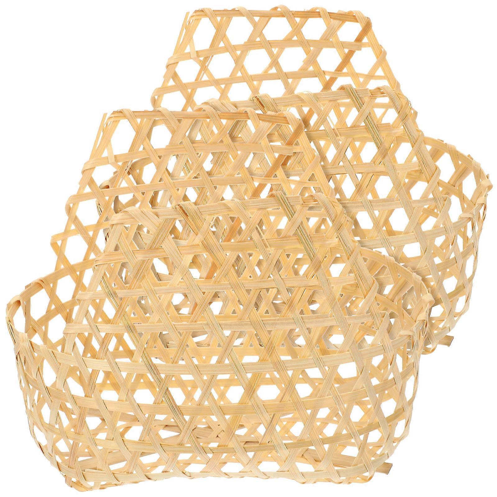 Vegetable Storage Basket Bamboo Handheld Basket for Home 6Pcs