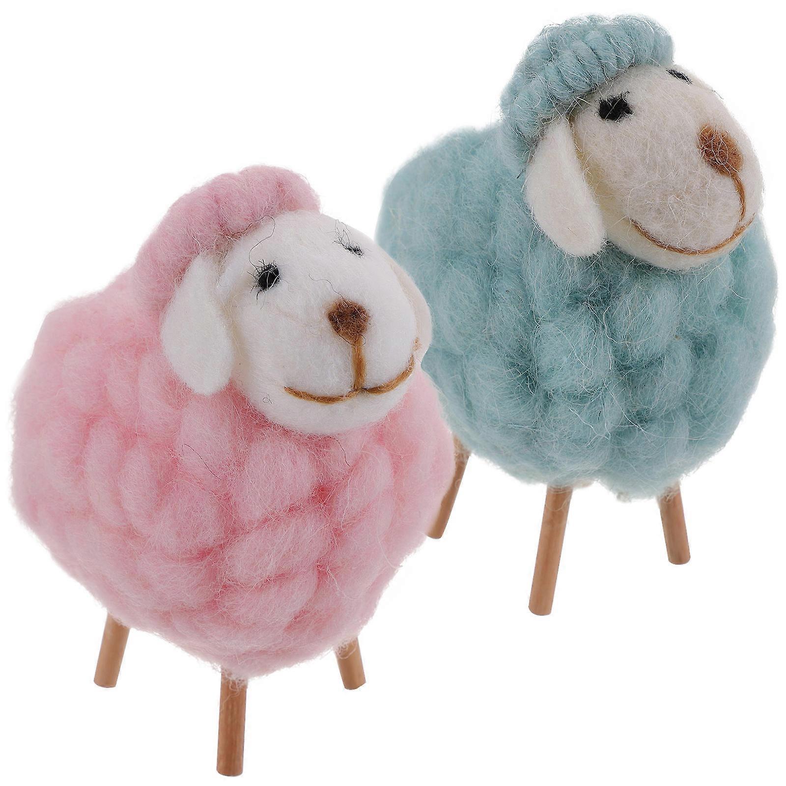 Small Felt Sheep Wool Felt Sheep Ornaments for Home Decoration 4Pcs