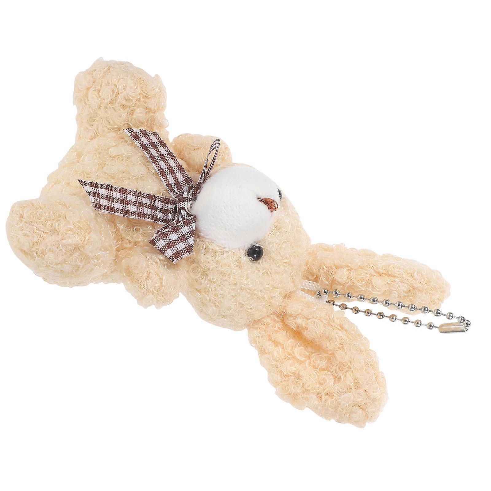 Adorable Rabbit Key Chain for Decoration 3Pcs Beige Flannel Bag Pendant