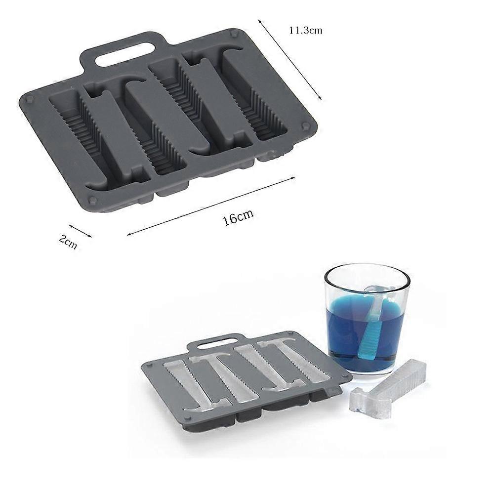 Hammer Shape Ice Cube Mold 3 Pcs Food-Grade Silicone Kitchen Accessories For Home Use 16*11.3*2cm Grey