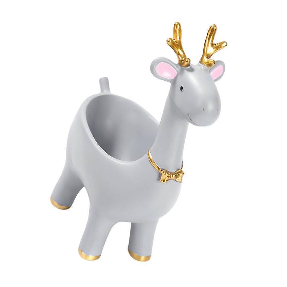 Resin Deer Shaped Key Storage Container for Home 2Pcs Grey Ornament