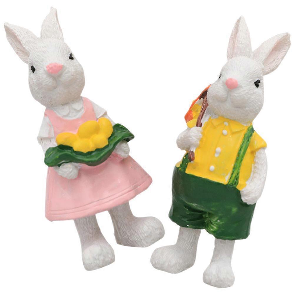 Easter Rabbit Ornament Resin Bunny Figurines for Decor 6Pcs Set