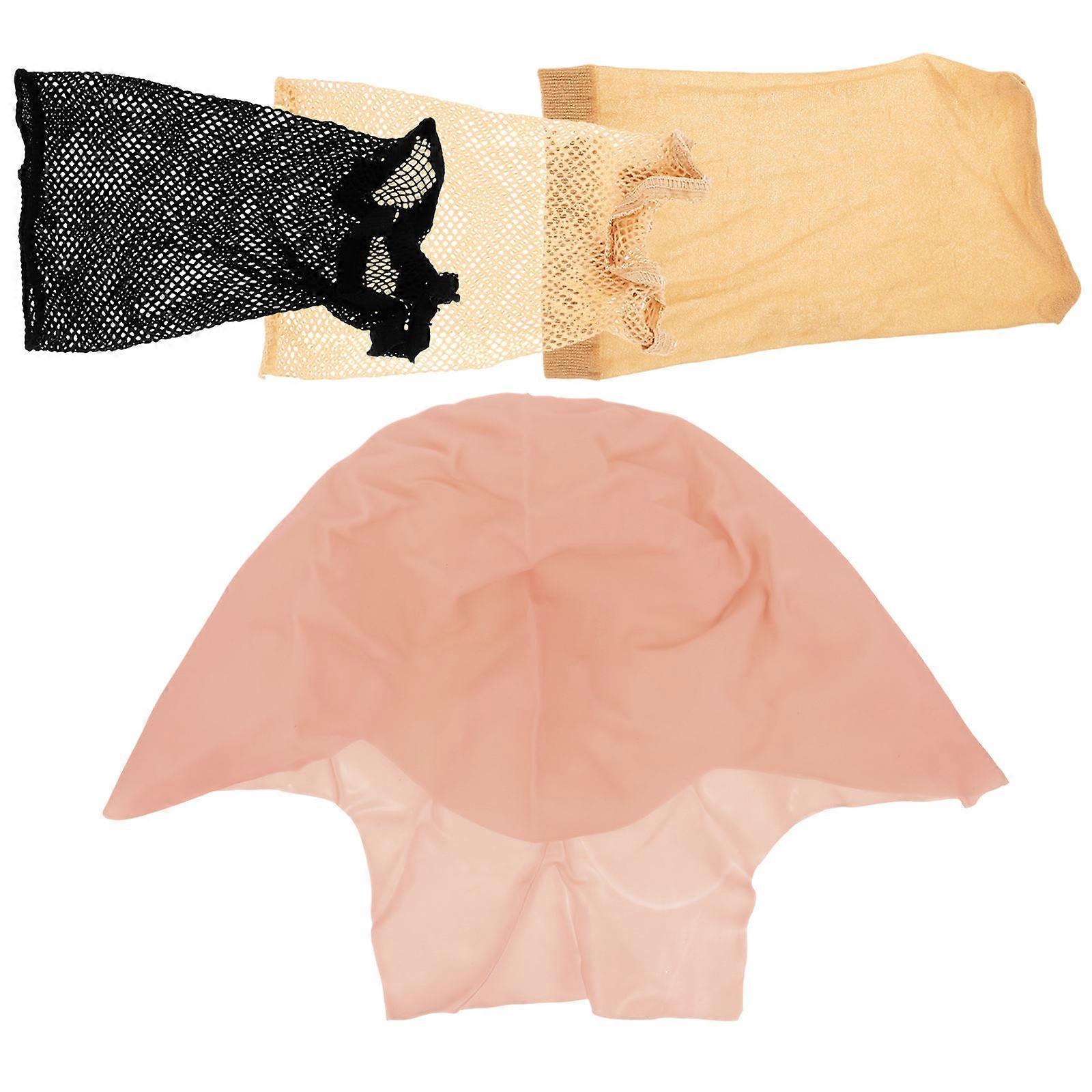 Wig Cap Latex Bald Head Cover Set for Cosplay Use 3Sets Assorted Colors