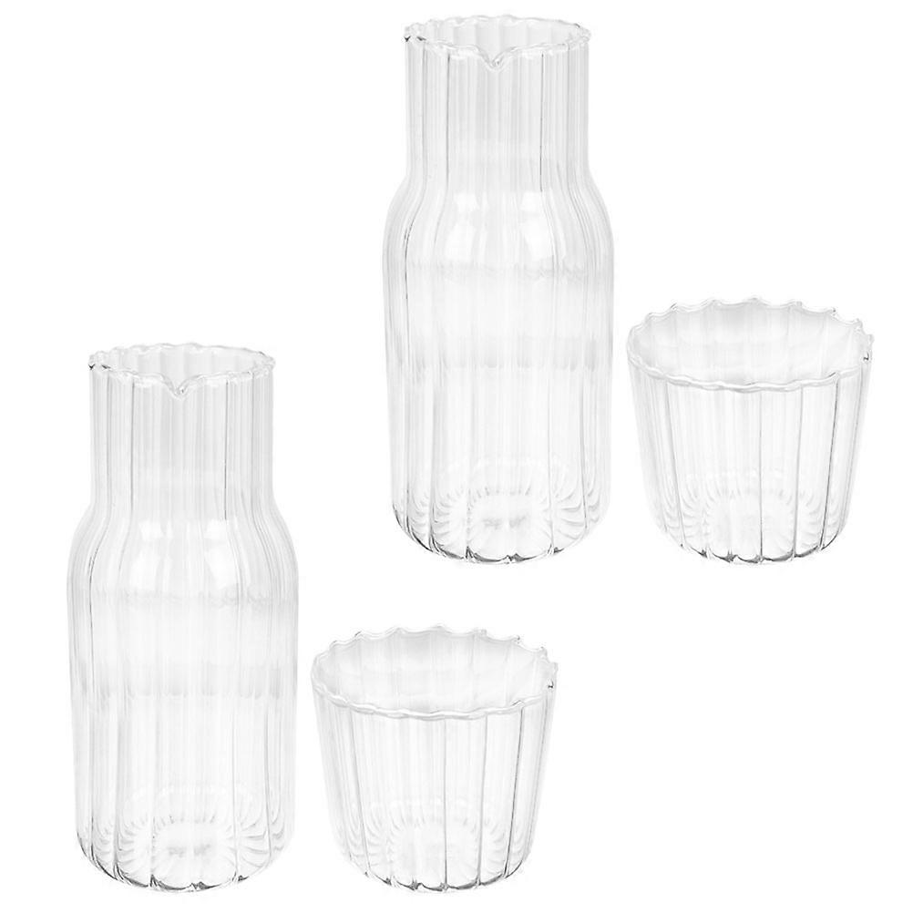 Glass Juice Pitcher With Cup Set Of 6 For Household And Outdoor Use With Simple Design And Cylindrical Shape For Cold Water Storage