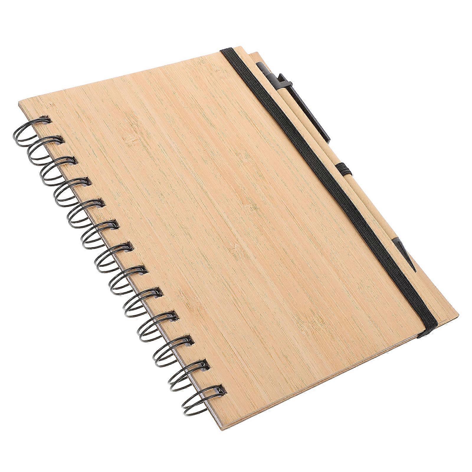 Beige Bamboo Spiral Notebook for Writing Journal 3Sets with Pen