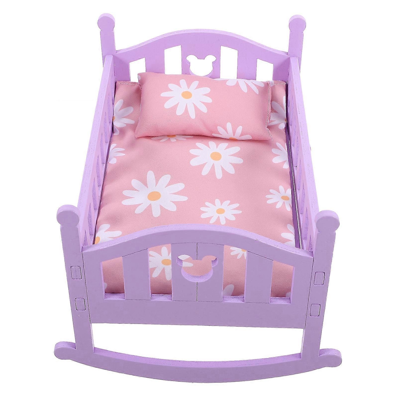 Mini House Crib Doll House Furniture for Decorative Use 2Sets