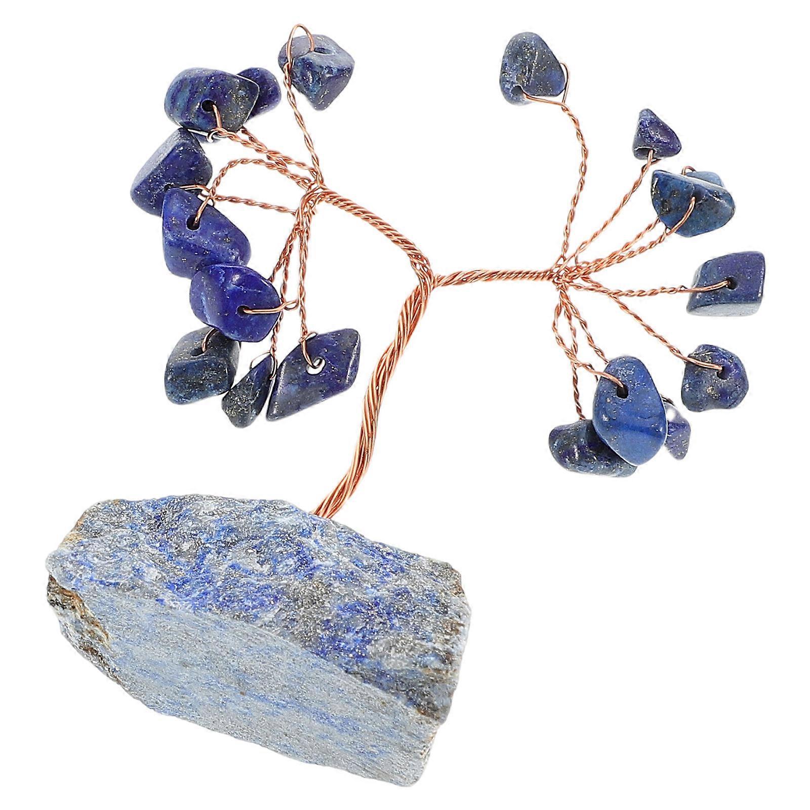 Lapis Crystal Tree for Desktop Decor 2Pcs Natural Gemstone Copper Wire