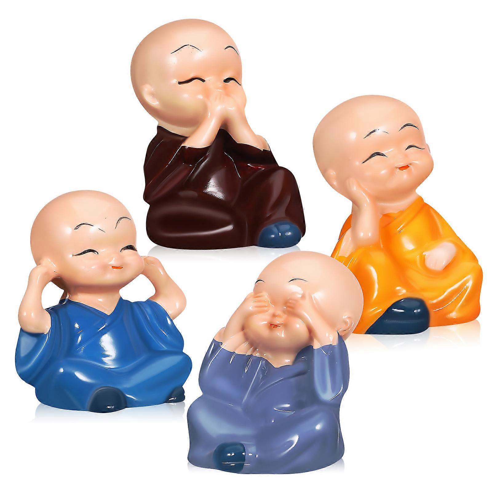 Car Decor Kongfu Monk Display Decoration with 4Pcs for Home Decor