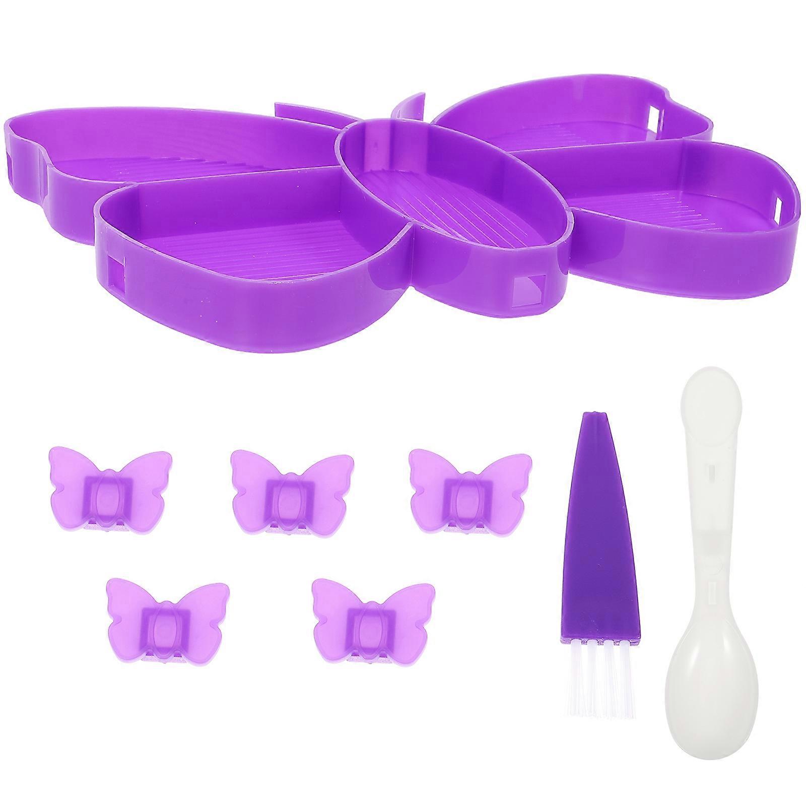 Bead Dotting Tool Tray Diamond Storage Plate Craft Work Purple 20x14cm Multi-functional 1 Set