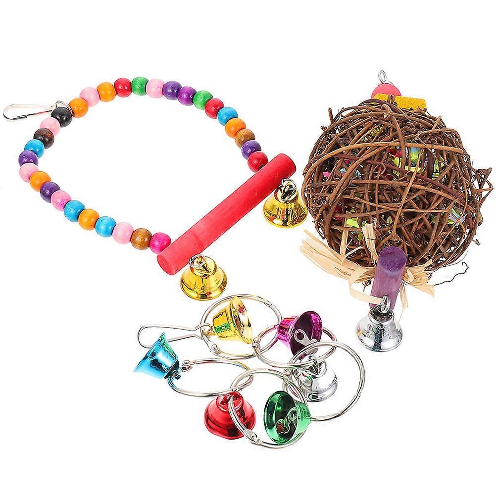 Chewing Bird Toys For Parrots 9Pcs Assorted Color For Indoor Play And Bird Enrichment