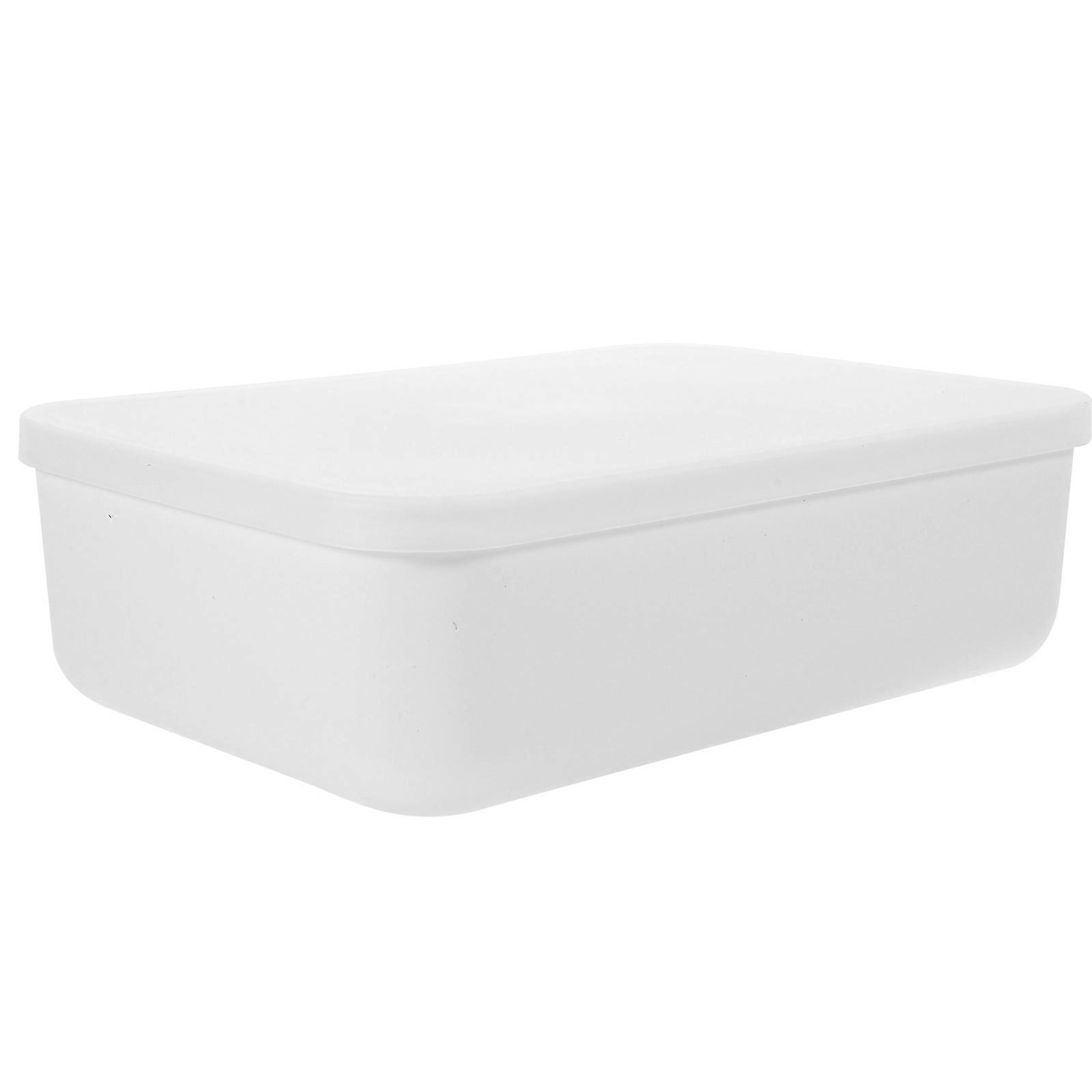 White Storage Basket with Lid Office Storage Box for Sundries 4Pcs