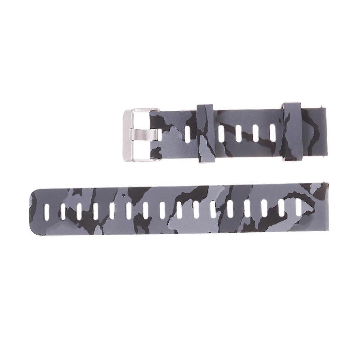 Comfortable Silicone Watchband For Smartwatch Delicate Design Grey Camouflage 21*2cm 1Pack