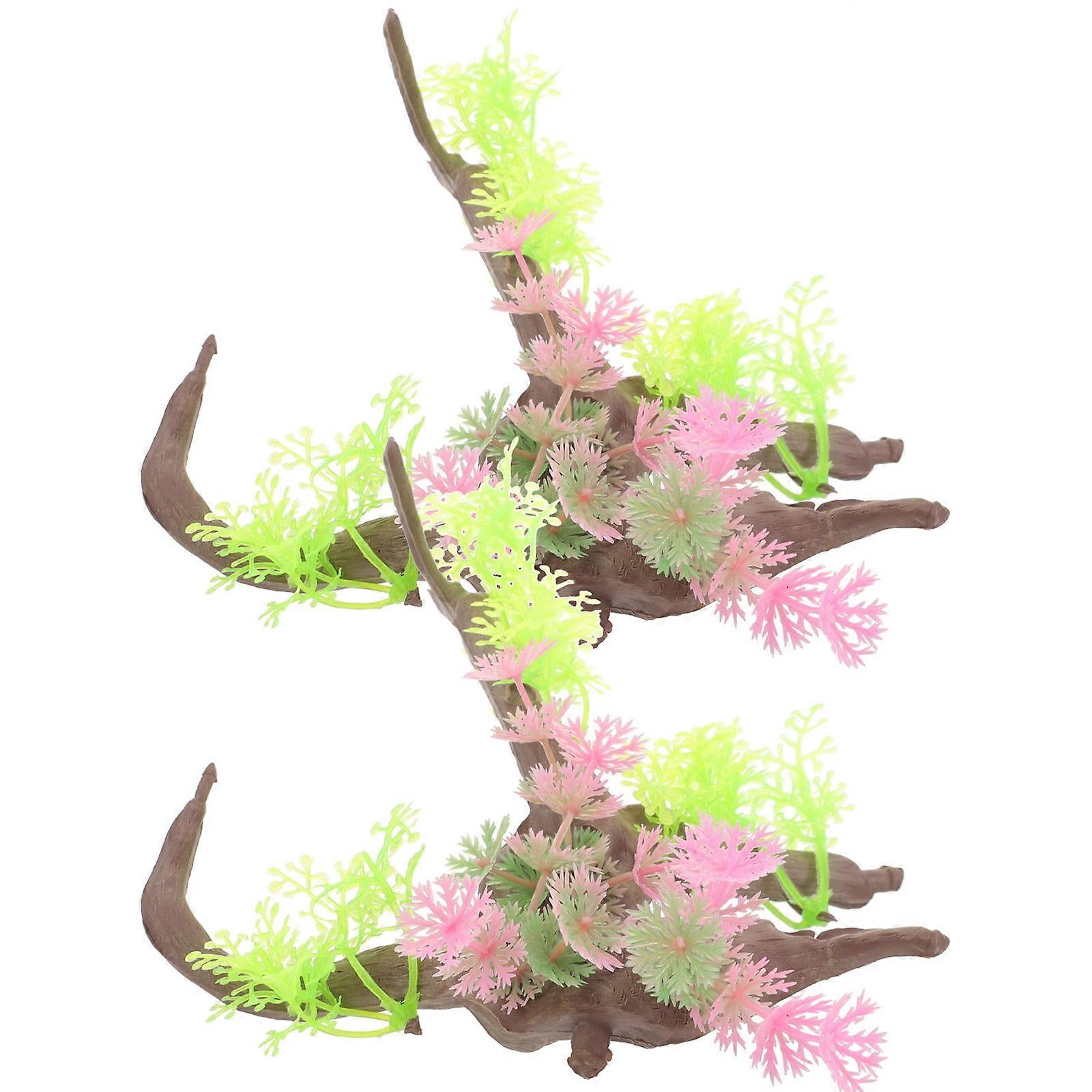 Aquarium Decoration Plastic Tree Branch Model for 2Pcs Pack