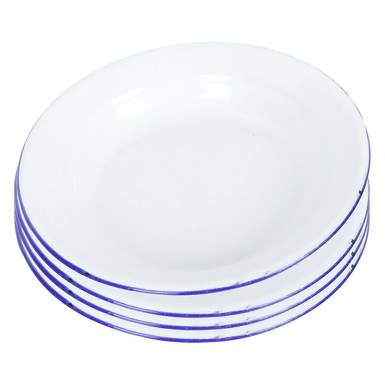 White Enamel Plates Multi-Function Food Dishes for Home 24Pcs