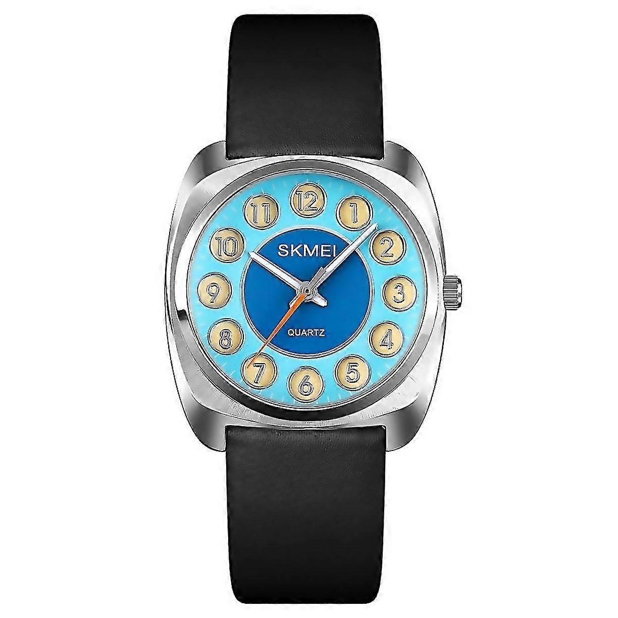 For Skmei Q029 Ladies Phone Number Pattern Dial Leather Strap Quartz Watch