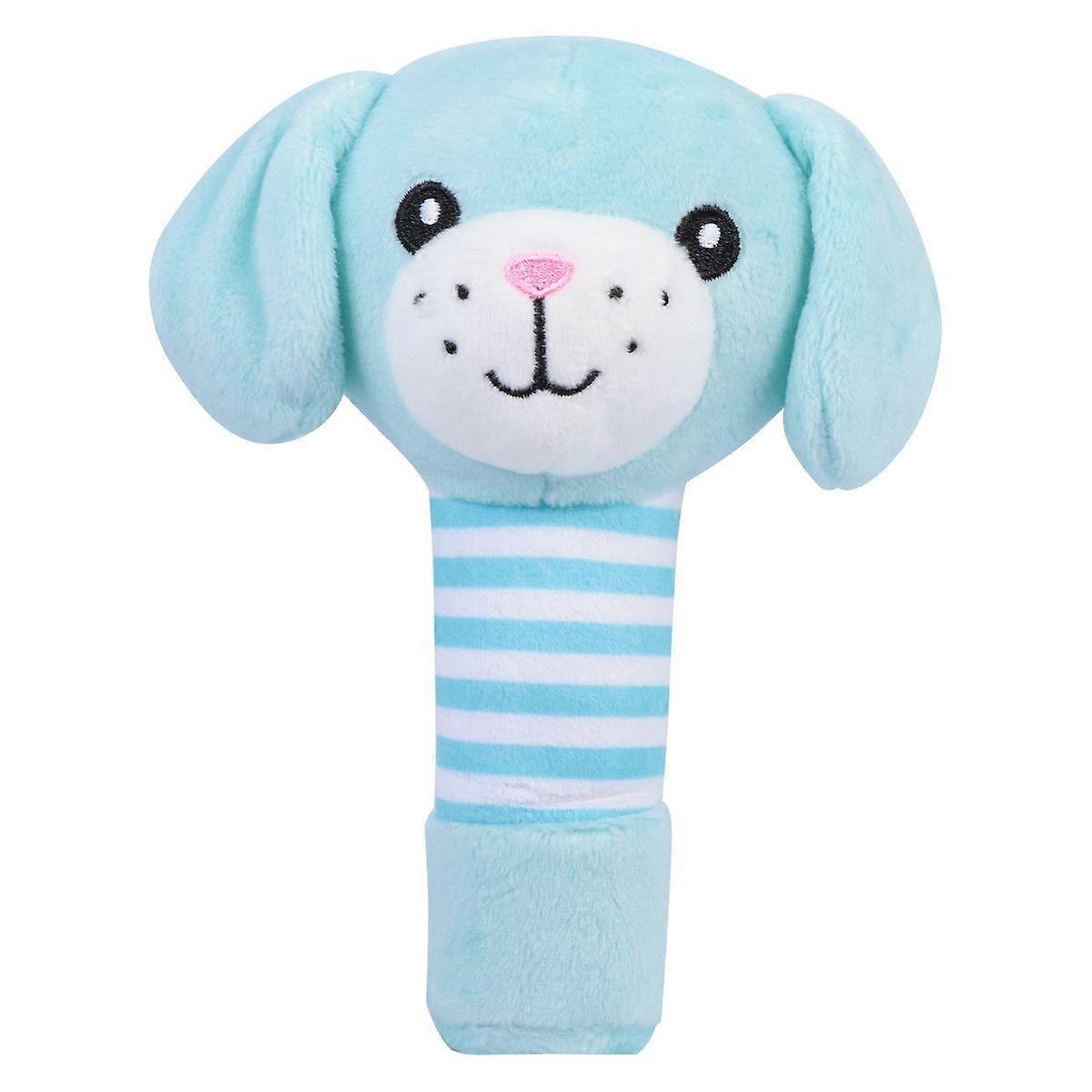 Baby Handle Bell Toy Small Rattles for Kids Playing Blue Plush