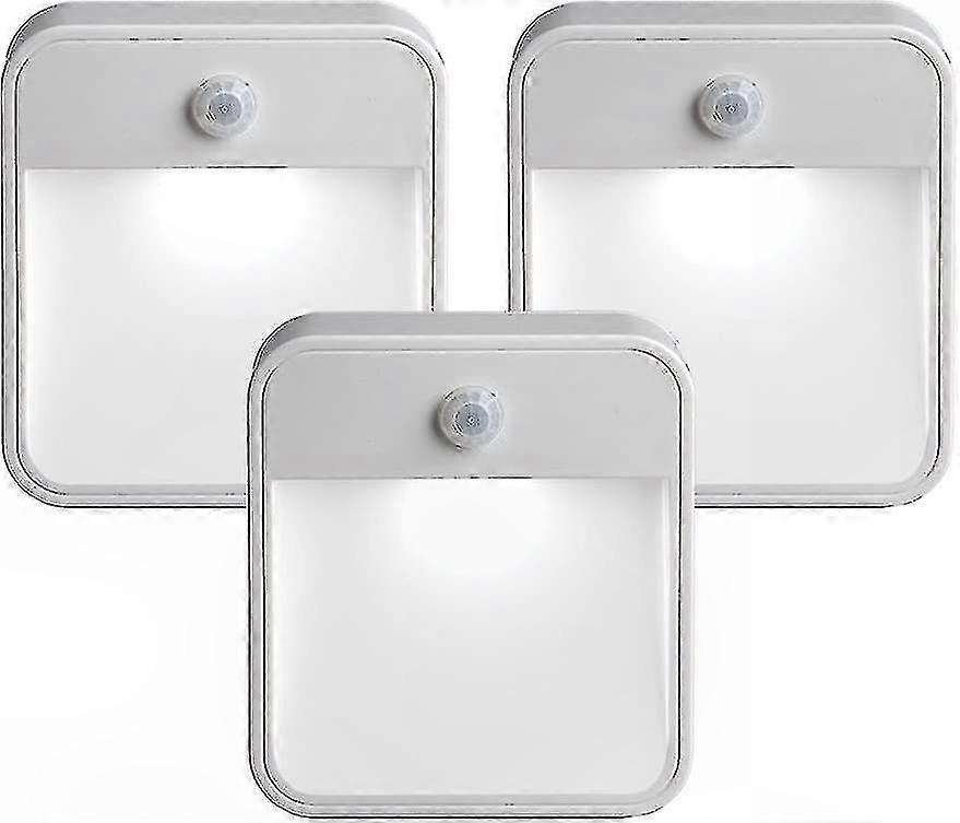 LED Night Light with Motion Sensor, Battery Operated, 3 Pack, White