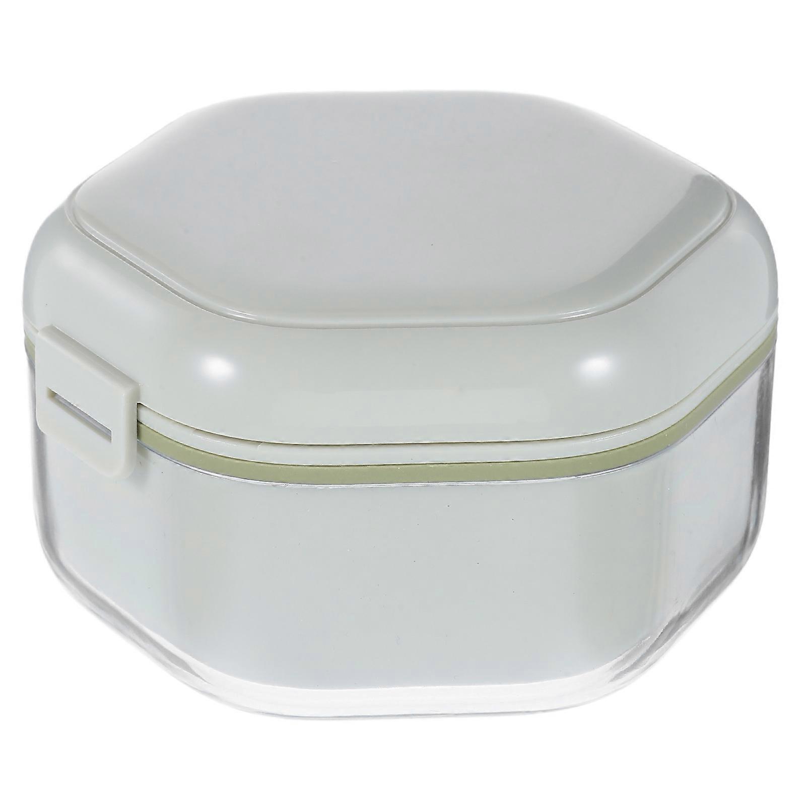 Retainer Case Dual Layer Storage Box for Cleaning 5Pcs Light Green Portable