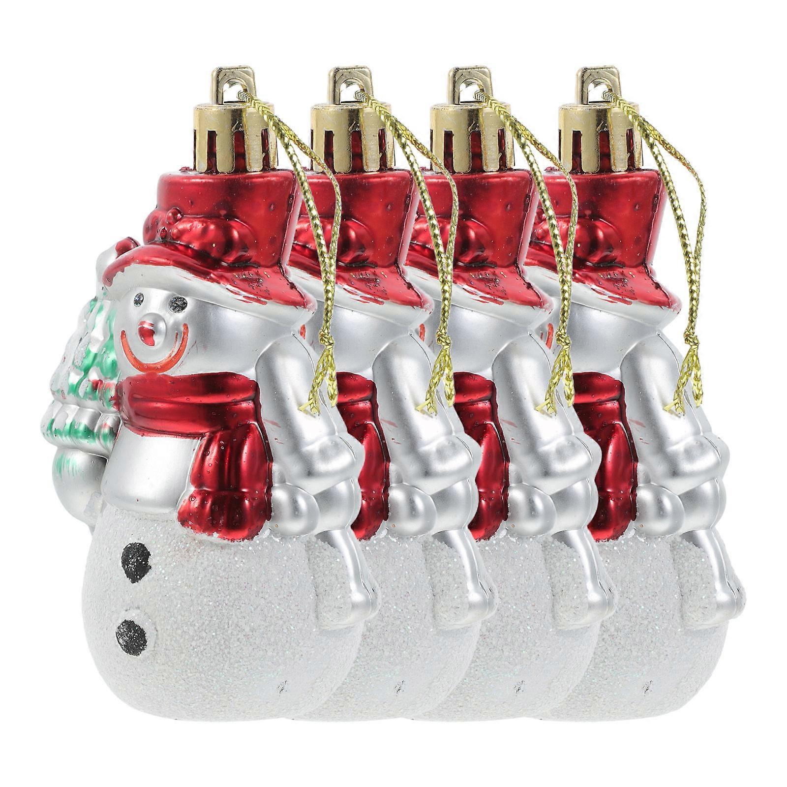 Christmas Decorations Hanging Snowman Figurine for Tree 8Pcs Red Plastic