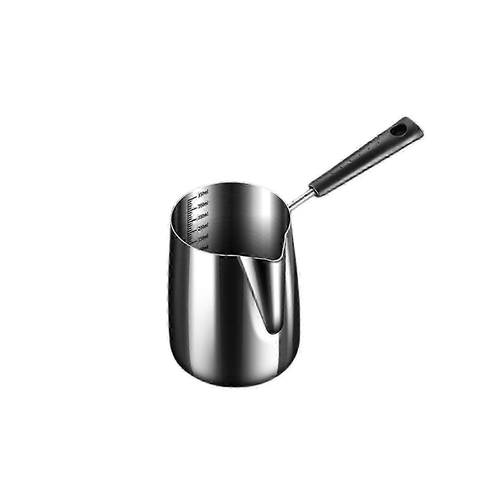 Stainless Steel Milk Warmer Pot with Handle - Butter & Chocolate Melting Saucepan with Pour Spout - Kitchen Cookware