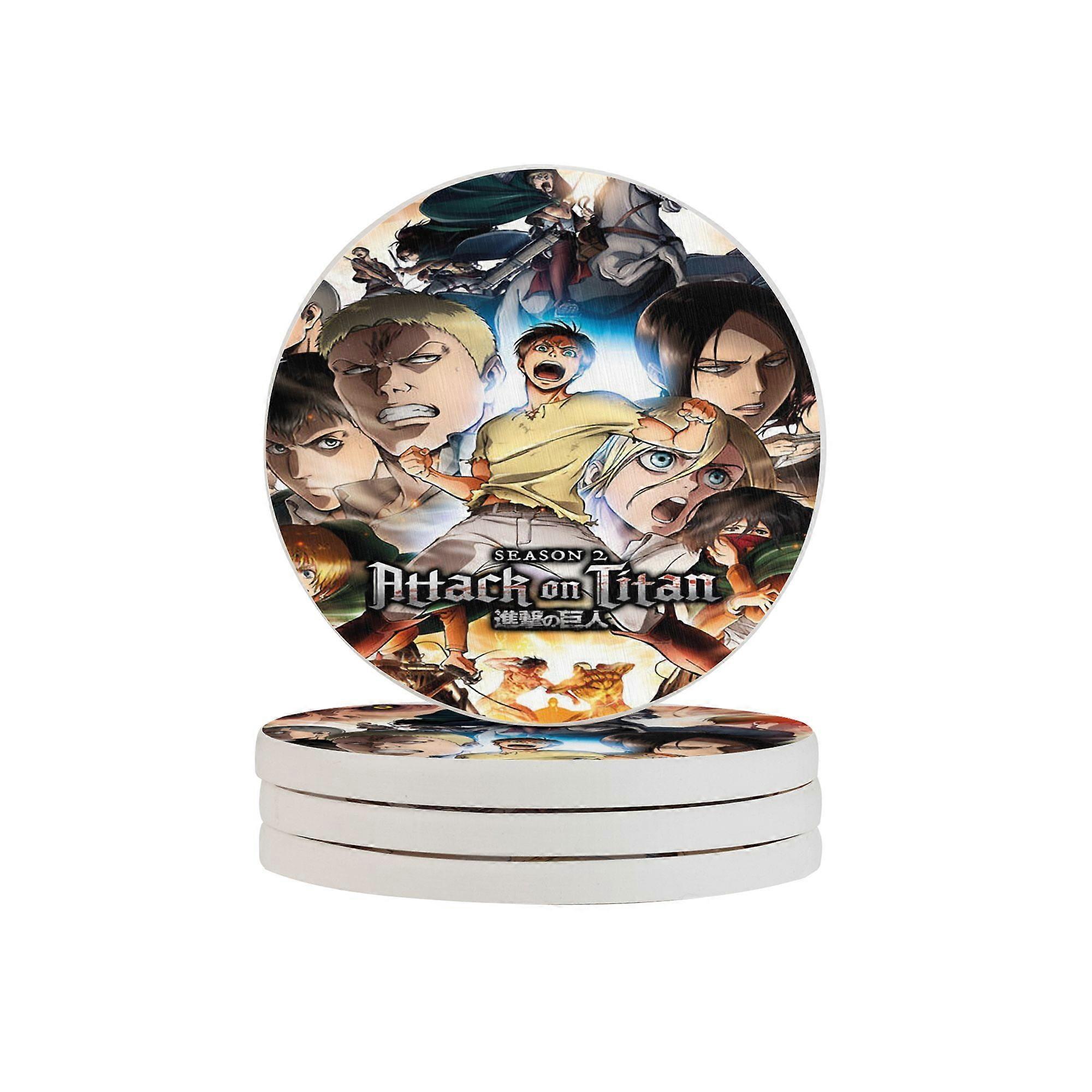 Attack on Titan Absorbent diatomaceous earth coaster, odorless diatomaceous earth non-slip insulation protects the table top from damage One Size