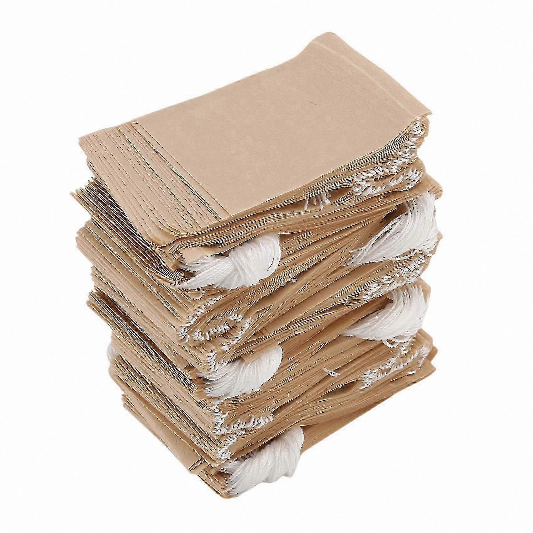 500 Count Disposable Paper Tea Filters with Drawstring for Loose Leaf Tea and Coffee, Natural