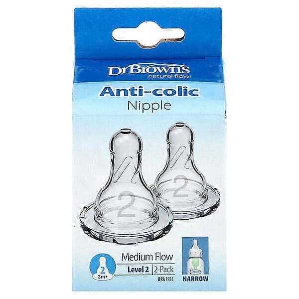 Dr. Brown's, Natural Flow®, Anti-Colic Nipples, 3 Months +, Medium Flow, 2 Pack